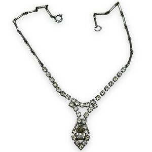 Vintage Rhinestone Choker Necklace Bridal Prom 14”